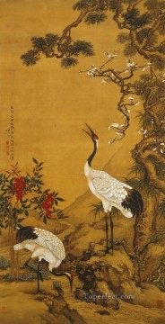  cranes Oil Painting - Shenquan cranes under pine and plum traditional China
